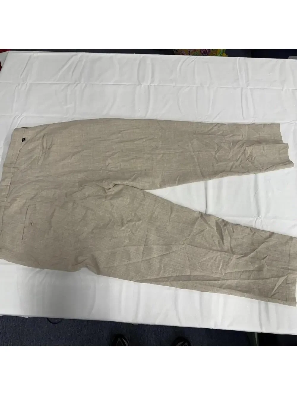 Stacy Adams Pants Mens 44x32 Tan 100% Rayon Dress Slacks Flat Front Lightweight